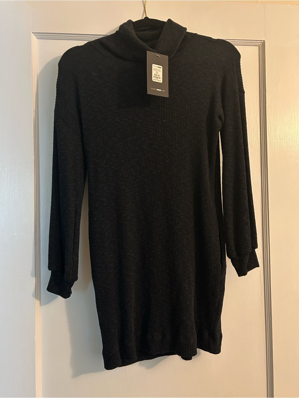 Fashion Nova Black Ribbed Mock Neck Sweater Dress